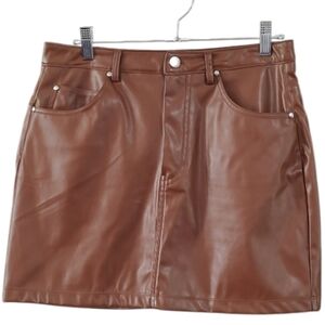 Molly Green Faux Leather Brown Mini Skirt